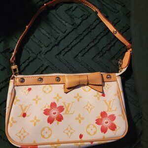 Vintage Louis Vuitton x Takashi Murakami Red Cherry Blossom Print Handbag